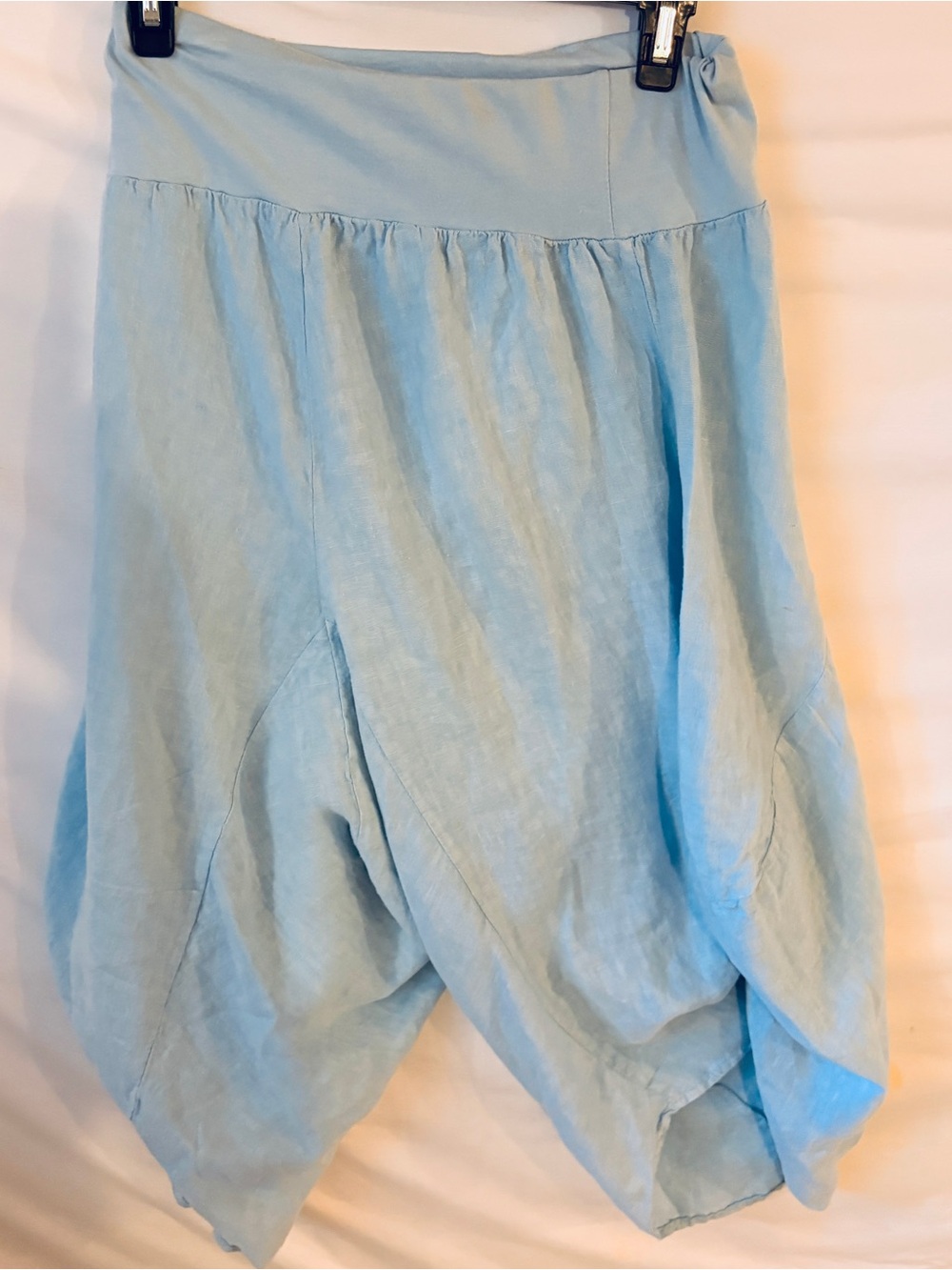 Made in Italy Women's 100% Linen Harem Balloon Pants